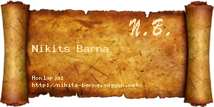 Nikits Barna névjegykártya